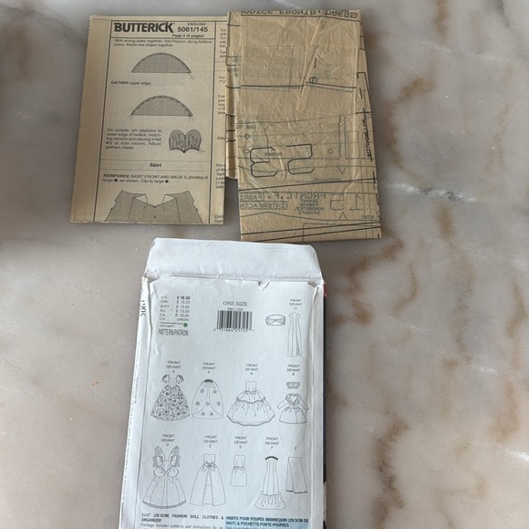 Butterick 4687 5061 Barbie Doll Clothes Wardrobe Patterns Wedding dress Vintage - Picture 6 of 9